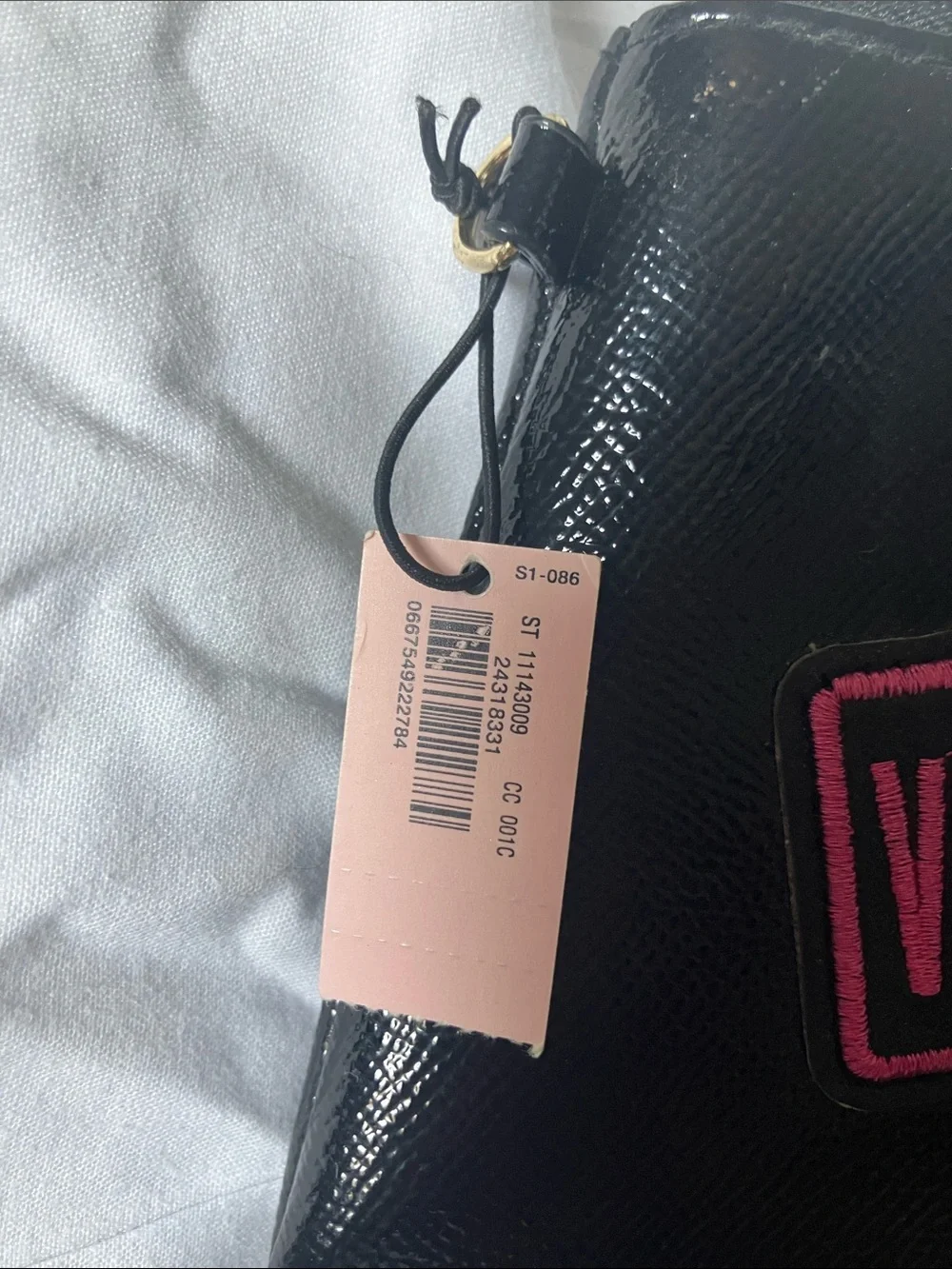 Victoria's Secret Black Cosmetic Pouch with Pink Logo and Gold Heart Studs